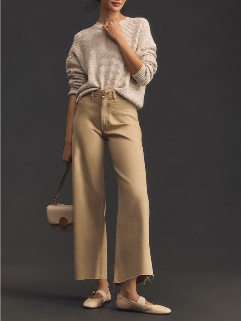 Maeve The Ettie High-Rise Cropped Wide-Leg Jeans Neutral Size 25
